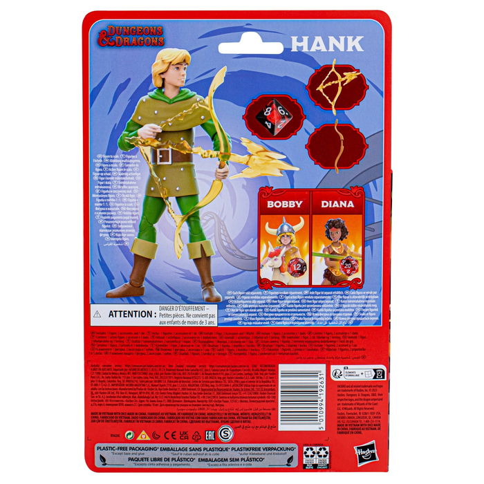 Hasbro Figura de Acción Dungeons & Dragons Hank, 15 cm, inspirada en la serie de animación clásica, con accesorios y dado D8 exclusivo, figura de colección