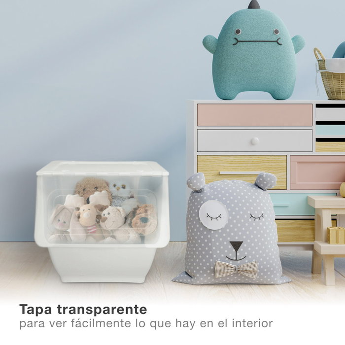 Dovelis Contenedor apilable con ruedas 36L Blanco