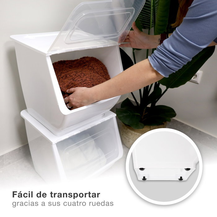 Dovelis Contenedor apilable con ruedas 36L Blanco