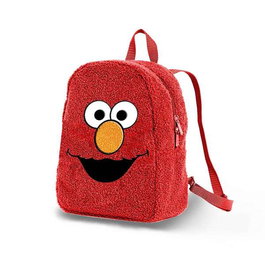 Sesame Street Mochila infantil de peluche con cara de Elmo, roja, 30x25x15 cm (12x22x27 cm reales) para niños +12 meses