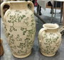 DKD Home Decor Jarrón de Terracota Floral Artesanal Blanco y Verde