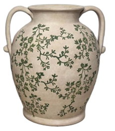 DKD Home Decor Jarrón de Terracota Floral Artesanal Blanco y Verde