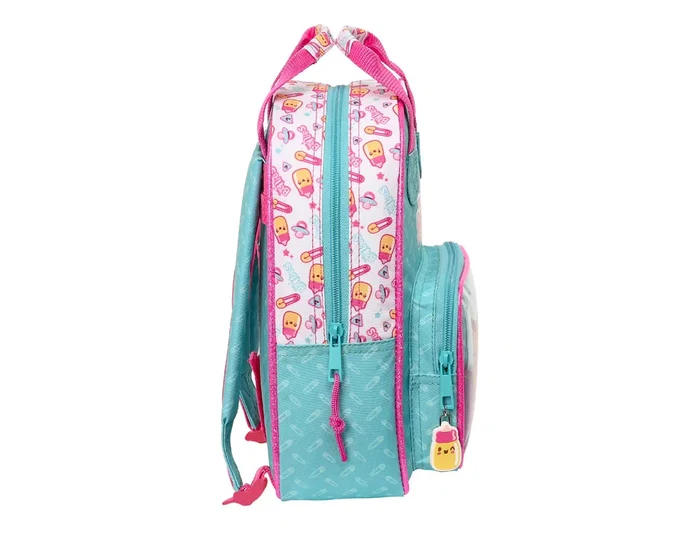 Safta Mochila Infantil The Bellies con Asas Adaptables a Carro Blanca, Turquesa y Morada