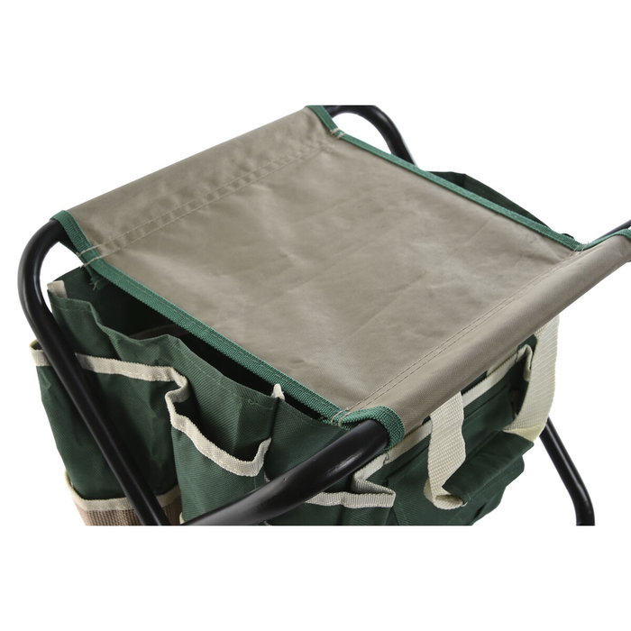 DKD Home Decor Set de 8 Utensilios de Aluminio con Taburete Verde