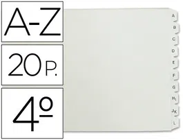 Multifin 3003 Separador Alfabético A-Z Plástico Cuarto Apaisado 20 Pestañas 215x155 mm