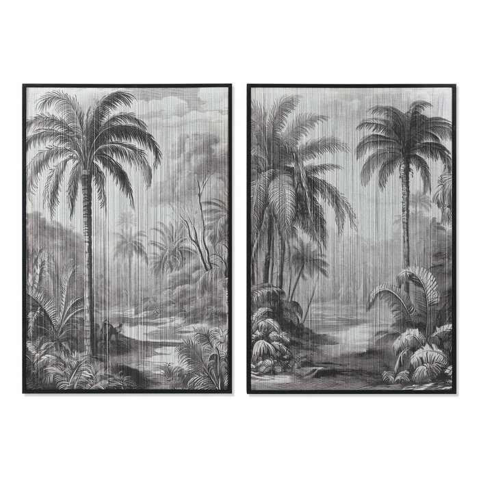 DKD Home Decor Cuadro Algodón Abeto Palmeras Surtido de 2 unidades 80x3x120 cm