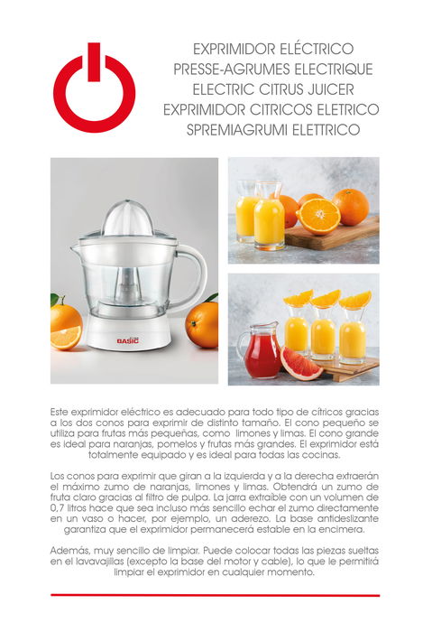 Inde Exprimidor Basic Home, 700 ml, 25W - 40W (6 Unidades)