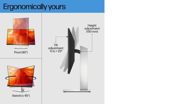 HP E27q G4 Monitor 27 pulgadas QHD (2560x1440) con 5ms, HP Eye Ease y Ergonomía Optimizada. Puertos HDMI, DisplayPort y USB.