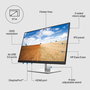 HP E27q G4 Monitor 27 pulgadas QHD (2560x1440) con 5ms, HP Eye Ease y Ergonomía Optimizada. Puertos HDMI, DisplayPort y USB.