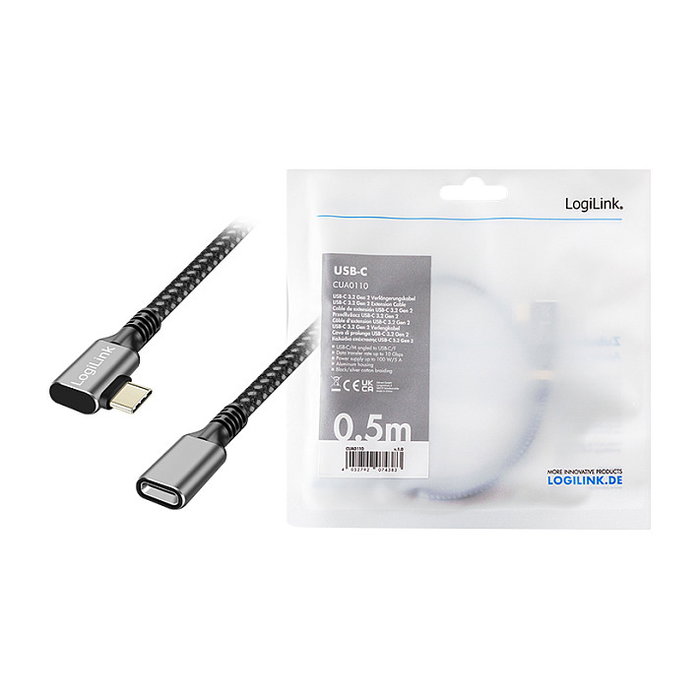 LogiLink Cable USB 3.2 Gen2 Type-C 10 Gbps 100W 1m Negro/Gris