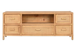 DKD Home Decor Mueble TV Tropical Suipt Marron Claro 120x30x45 cm