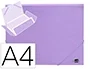 Liderpapel Carpeta Tres Solapas Polipropileno DIN A4 Color Lavanda Opaco Cierre Gomas Lomos Flexibles Capacidad 100 Hojas 400 Micras
