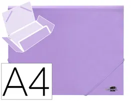 Liderpapel Carpeta Tres Solapas Polipropileno DIN A4 Color Lavanda Opaco Cierre Gomas Lomos Flexibles Capacidad 100 Hojas 400 Micras