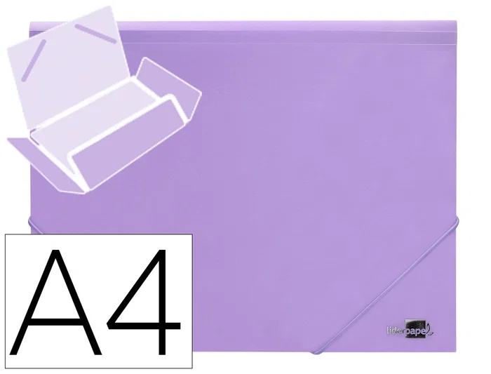 Liderpapel Carpeta Tres Solapas Polipropileno DIN A4 Color Lavanda Opaco Cierre Gomas Lomos Flexibles Capacidad 100 Hojas 400 Micras Liderpapel Carpeta Tres Solapas Polipropileno DIN A4 Color Lavanda Opaco Cierre Gomas Lomos Flexibles Capacidad 100 Hojas 400 Micras
