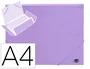 Liderpapel Carpeta Tres Solapas Polipropileno DIN A4 Color Lavanda Opaco Cierre Gomas Lomos Flexibles Capacidad 100 Hojas 400 Micras