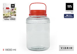 La Mediterranea Tarro de Vidrio con Tapa y Asa 18000 ml (25.4x25.4x41 cm) (2 Unidades)