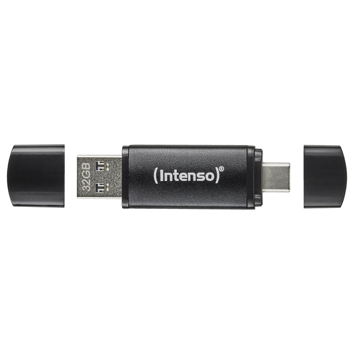 Intenso 3544491 Memoria USB 3.2 Gen 1 128 GB Negro USB-C y USB-A, 70 MB/s, Aluminio, para conectar y usar