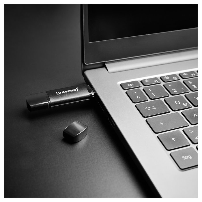 Intenso 3544491 Memoria USB 3.2 Gen 1 128 GB Negro USB-C y USB-A, 70 MB/s, Aluminio, para conectar y usar