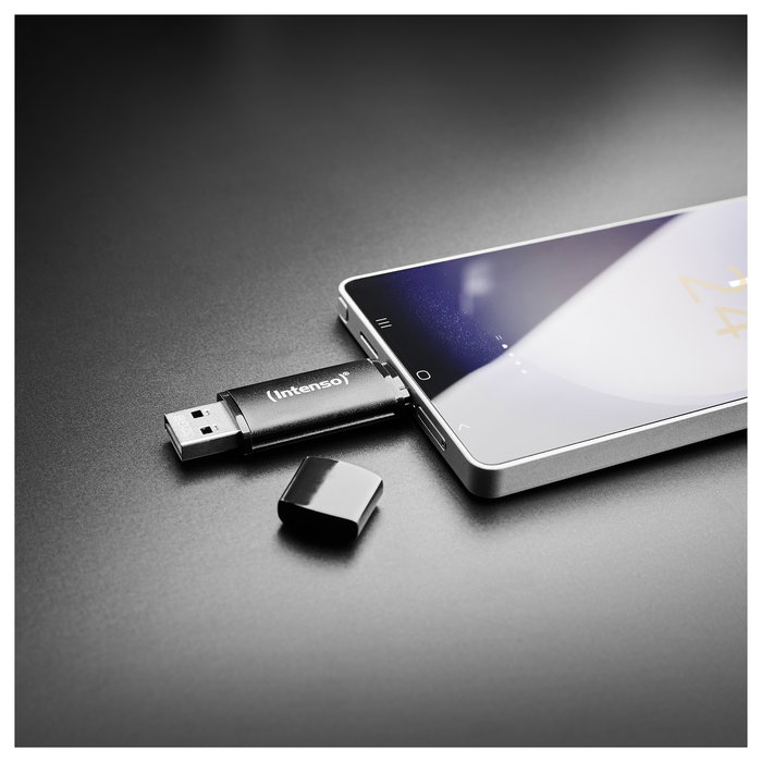 Intenso 3544491 Memoria USB 3.2 Gen 1 128 GB Negro USB-C y USB-A, 70 MB/s, Aluminio, para conectar y usar