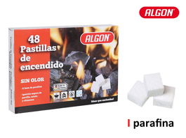 Algon Bbq Pastilla Fuego Parafina Sin Olor 48 Piezas (24 Unidades)