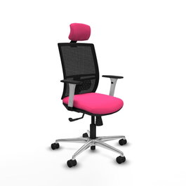 PIQUERAS Y CRESPO Silla de oficina Yunquera Rosa y Negro con mecanismo Sincro