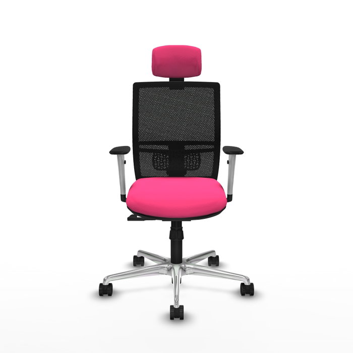 PIQUERAS Y CRESPO Silla de oficina Yunquera Rosa y Negro con mecanismo Sincro