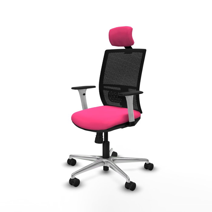 PIQUERAS Y CRESPO Silla de oficina Yunquera Rosa y Negro con mecanismo Sincro