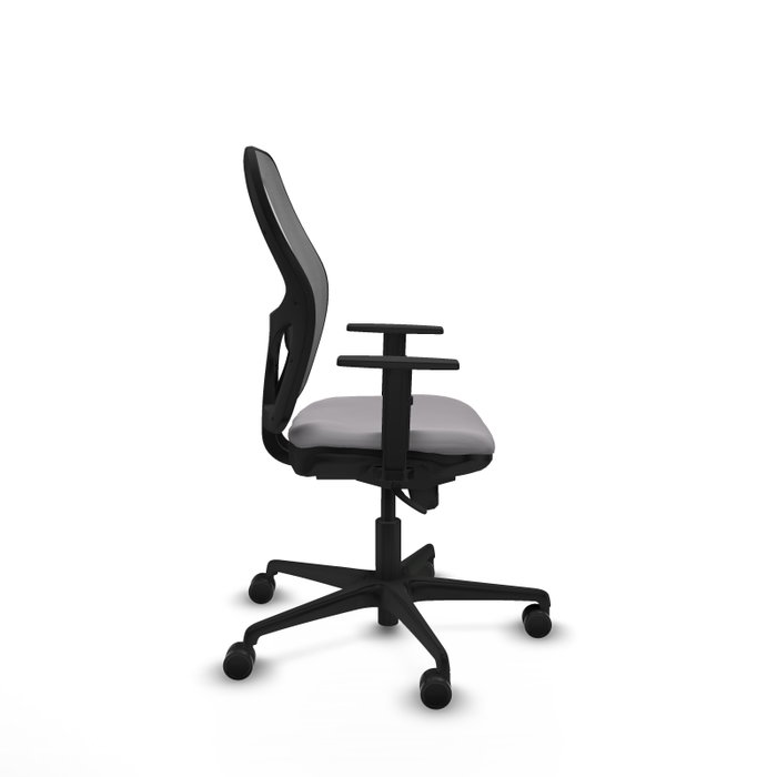 Silla de oficina Jorquera con mecanismo Sincro tapizada con Similpiel color Gris. Equipada con lumbar 1D, Brazos 1D y Ruedas 65mm nailon