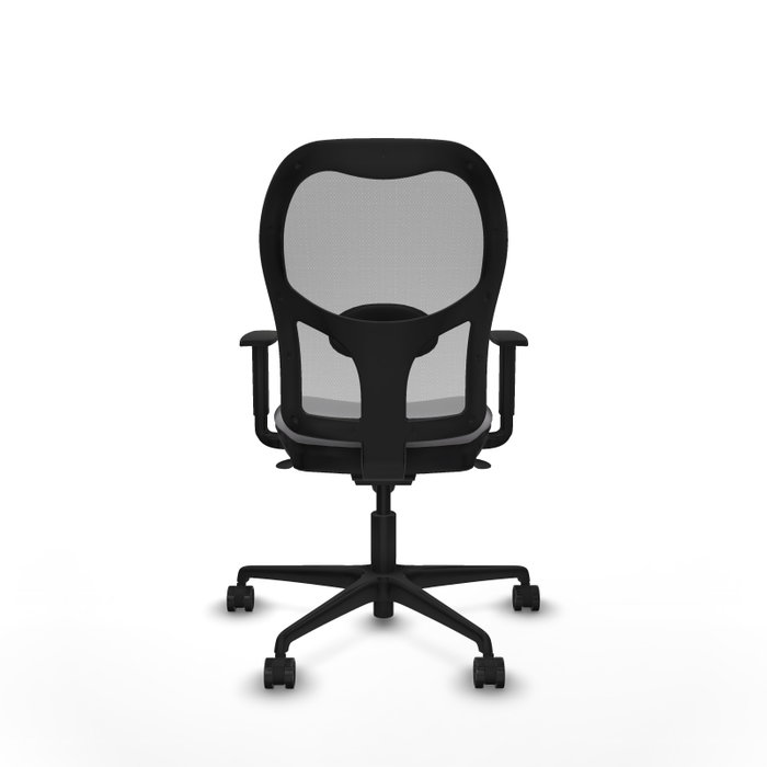 Silla de oficina Jorquera con mecanismo Sincro tapizada con Similpiel color Gris. Equipada con lumbar 1D, Brazos 1D y Ruedas 65mm nailon