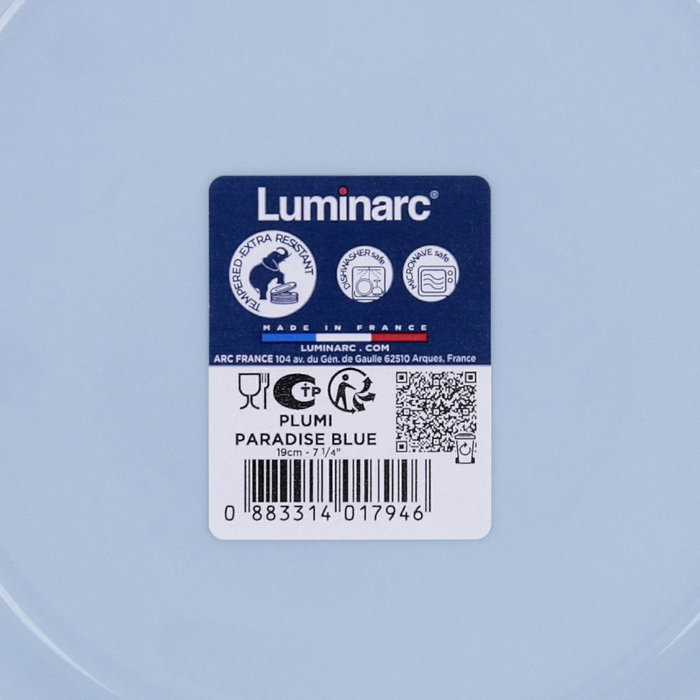 Plato Postre Opal Plumi Paradise Azu Luminarc 19 cm