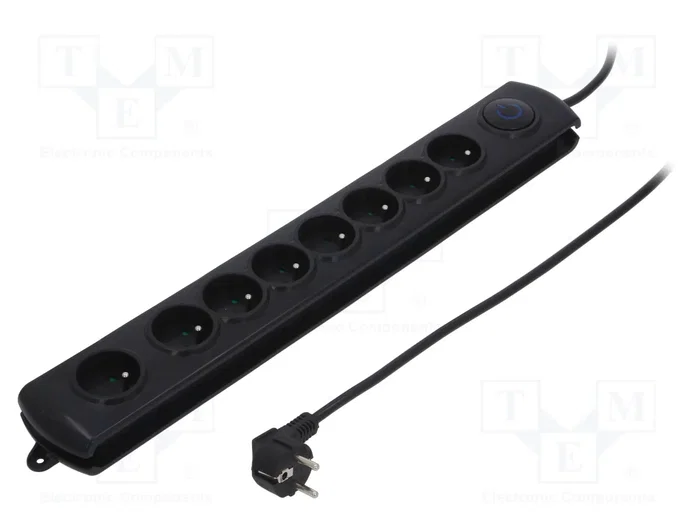 Qoltec Regleta de 8 tomas con cable de 1.8m, negro