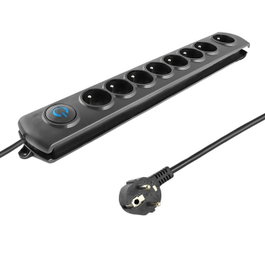 Qoltec Regleta de 8 tomas con cable de 1.8m, negro