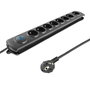 Qoltec Regleta de 8 tomas con cable de 1.8m, negro