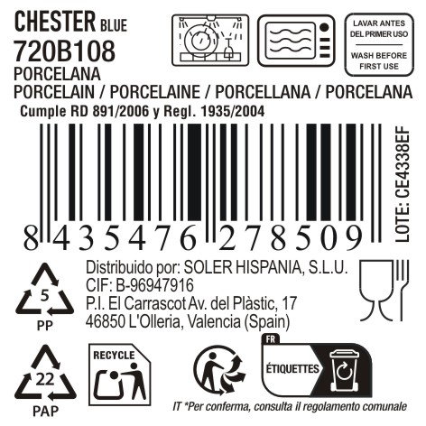 La Mediterranea Bandeja Redonda Chester Blue 13.7cm