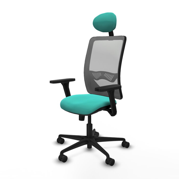 PIQUERAS Y CRESPO Silla de oficina Zulema con mecanismo Sincro, Turquesa y Gris