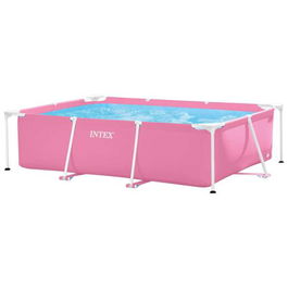 Intex Small Frame Familiar - Piscina Desmontable Rectangular, 220x150x60 cm, 1662 Litros, PVC, Rosa, para Familia