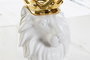 DKD Home Decor Jarrón de Dolomite Blanco y Dorado con Detalles de León