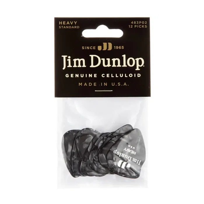 DUNLOP Pack de 72 Púas Genuine Celluloid Classic Negro Perlado - Heavy DUNLOP Pack de 72 Púas Genuine Celluloid Classic Negro Perlado - Heavy