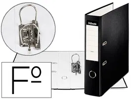 Esselte Archivador de Palanca Folio Lomo 75 mm Negro Cartón Forrado PVC Rado 2 Anillas
