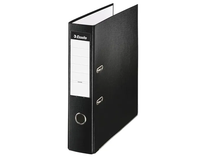 Esselte Archivador de Palanca Folio Lomo 75 mm Negro Cartón Forrado PVC Rado 2 Anillas