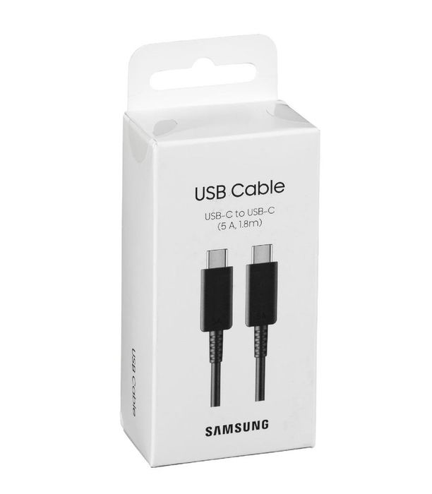 Samsung Cable USB-C a USB-C 1.8 m 5A Negro, Carga Rápida y Transferencia de Datos, EP-DX510JBEGEU