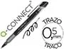 Q-connect Rotulador Roller Negro 0,5 mm Tinta Líquida Sujeción Caucho Clip Metálico