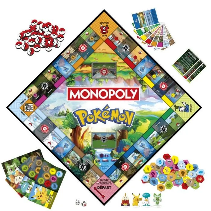Monopoly Pokémon, Juego de Mesa HASG0716101, para Niños y Fans de Pokémon, 2-4 Jugadores, Duración Aprox. 45 Minutos, Edad 8+