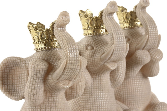 DKD Home Decor Figura de Elefante en Resina, Surtido de 3 Piezas, Beige y Dorado DKD Home Decor Figura de Elefante en Resina, Surtido de 3 Piezas, Beige y Dorado
