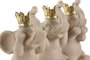 DKD Home Decor Figura de Elefante en Resina, Surtido de 3 Piezas, Beige y Dorado