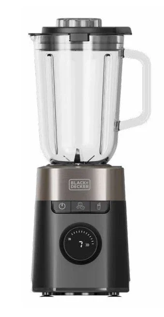 Black & Decker BXJB1201E Batidora de vaso 2200W, jarra de 2.2L, 3 velocidades, funciones Pulse y pica hielo, cuchillas de acero inoxidable, color negro/plata