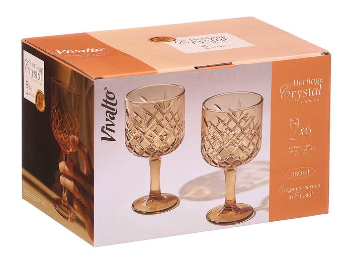 Vivalto Copa Troquelada 380 ml Ámbar Vidrio 9x17x9 cm (Set de 24)