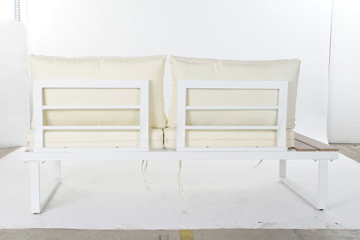 Sofa Terraza Y Jardin DKD Home Decor Blanco Beige 212 x 86 x 212 cm Set de 4
