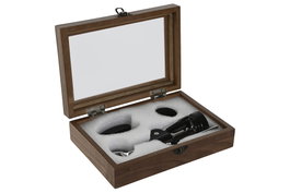 DKD Home Decor Set de Vino WINERY de 3 piezas en Negro y Natural