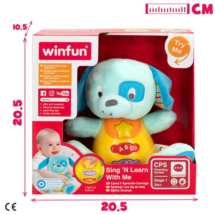 Winfun Peluche perro en español con luces y sonidos